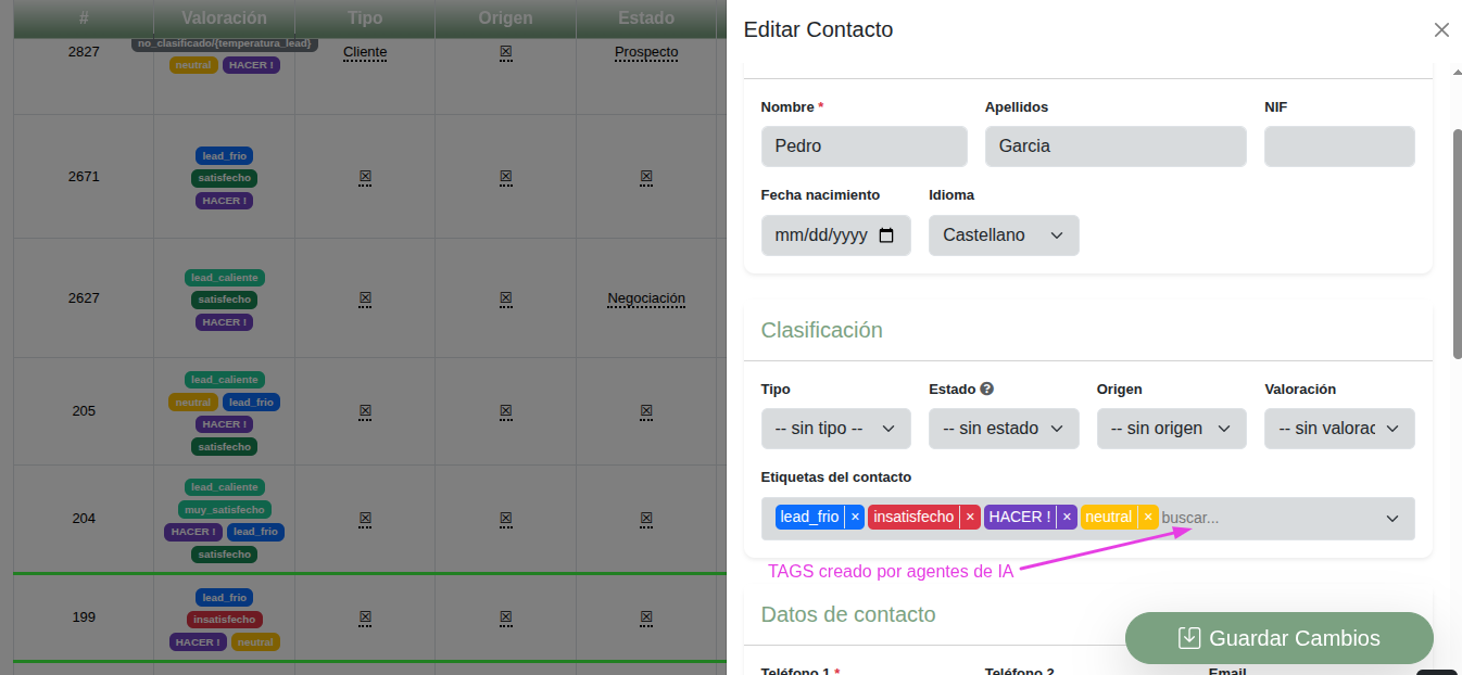 Contactos en CRM